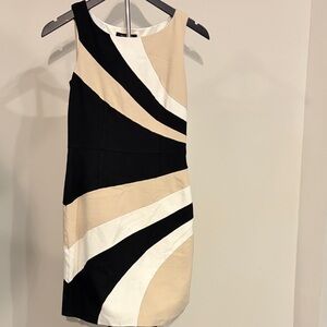 White House Black Market Black and Cream Mini Dress